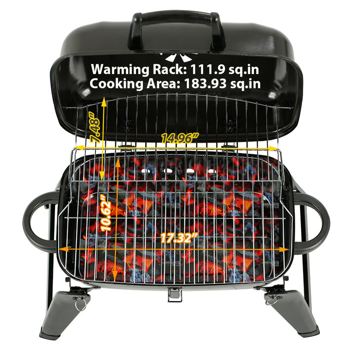 Mastercook 18"" Portable Charcoal Grill with Smoker Wayfair